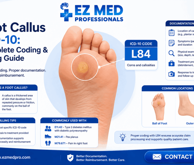 foot callus ICD-10 code L84 plantar callus coding billing guide 2025