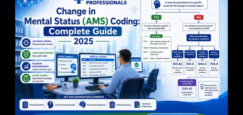 change in mental status AMS coding decision tree R41.82 vs G93.41 vs F05