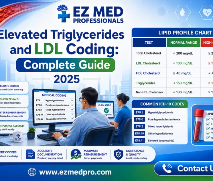 elevated triglycerides and LDL coding E78.2 mixed hyperlipidemia lipid profile chart with normal and high ranges
