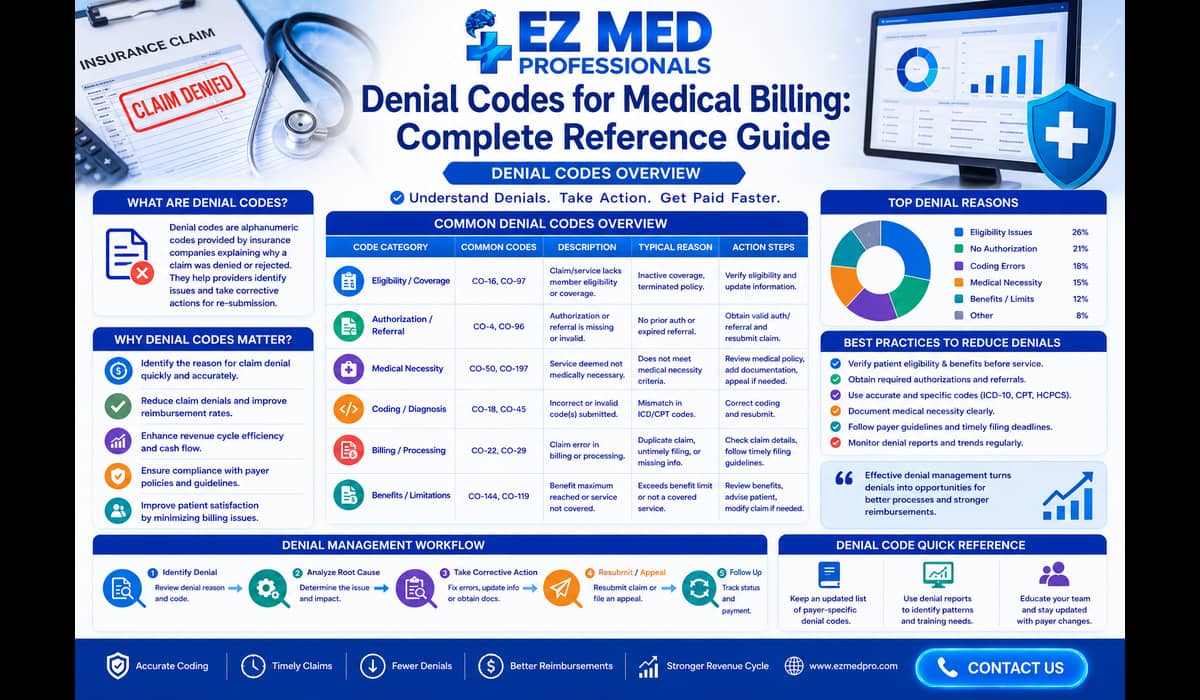 Denial Codes for Medical Billing: Complete Reference Guide - EZ MED
