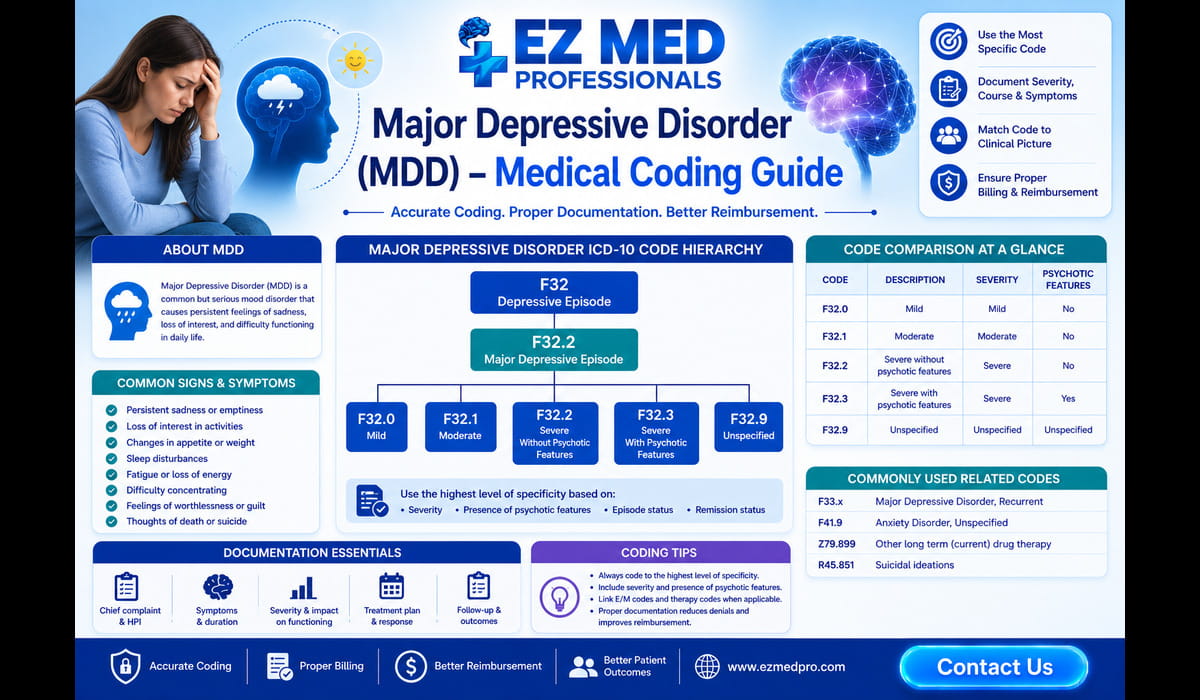 Generic Code Disorder Major Depressive Disorder (MDD) - Medical Coding Guide - EZ MED