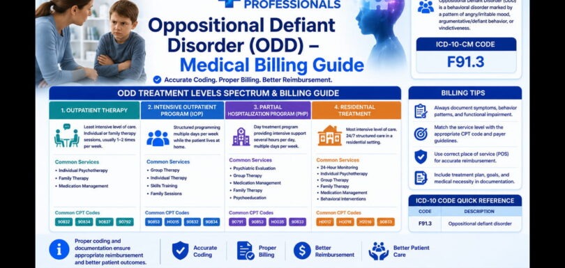 Spectrum showing outpatient therapy, intensive outpatient, partial hospitalization, and residential treatment levels with corresponding billing codes