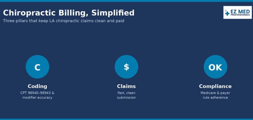 Three pillars of chiropractic medical billing: coding, claims, and compliance