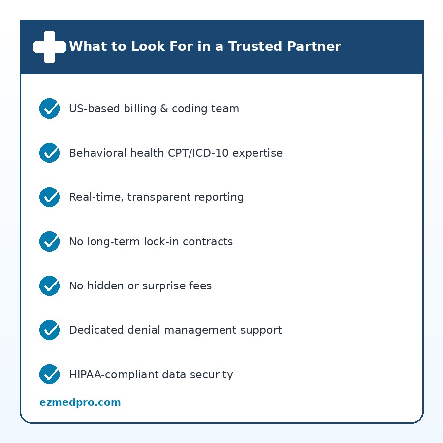 Checklist for choosing a trusted mental health medical billing partner