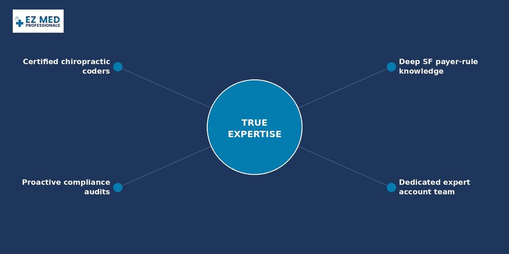 Certified coders and payer-rule expertise badge for chiropractic billing services