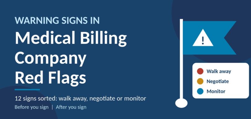 Medical billing company red flags: warning flag and checklist illustration